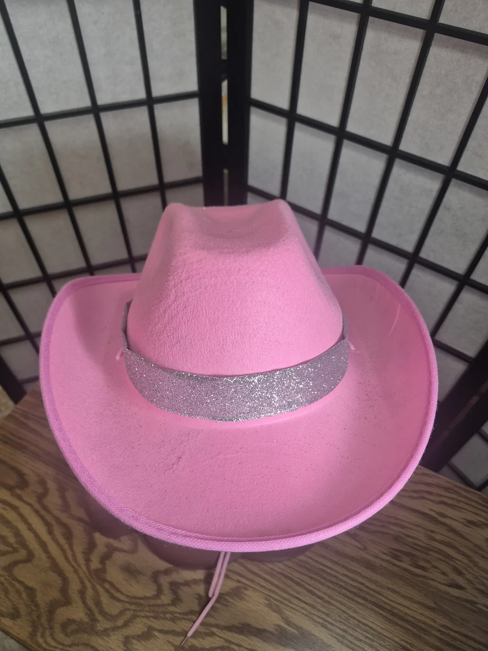 Pink Glittwr Cowboy Hat with Silver Glitter Band